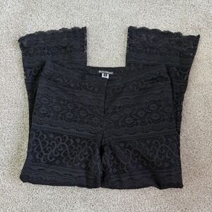 Y2K Work Order Dress Pants Womens 16 Black Lace Floral Scallop Hem Lined Formal